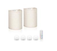 Auraglow Rechargeable Wireless Wall Light with Remote - Battery-Powered, Dimmable, Colour-Changing Cordless Lamp for Bedrooms, Hallways & Home Interiors (2 Lamps, 4 Light Sources, 1 Remote)