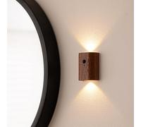 Auraglow Rechargeable Wooden Wall Light Motion Sensor PIR Portable Cordless Wireless Automatic Battery Indoor Hallway, Stairway, Porch Smart Night Lamp (Sapele, 1 Pack)