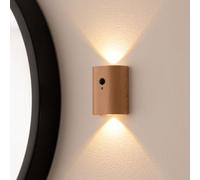 Auraglow Rechargeable Wooden Wall Light Motion Sensor PIR Portable Cordless Wireless Automatic Battery Indoor Hallway, Stairway, Porch Smart Night Lamp (Beech, 1 Pack)