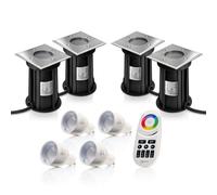 Auraglow Remote Control Colour Changing Outdoor Deck Light - Square - 4 Pack