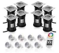 Auraglow Remote Control Colour Changing Outdoor Deck Light - Square - 8 Pack