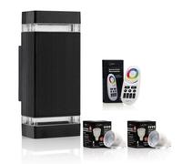 Auraglow RF Remote Control Colour Changing LED Double Up & Down Outdoor Wall Light - Black - 1 Pack