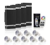 Auraglow Remote Control Colour Changing Up & Down Wall Light - Dorchester - Black - 4 Pack