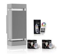 Auraglow Remote Control Colour Changing Up & Down Wall Light - Dorchester - Silver