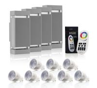 Auraglow Remote Control Colour Changing Up & Down Wall Light - Dorchester - Silver - 4 Pack