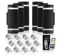 Auraglow Remote Control Colour Changing Up & Down Wall Light - Queensbury - Black - 6 Pack
