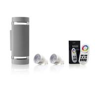 Auraglow Remote Control Colour Changing Up & Down Wall Light - Queensbury - Silver