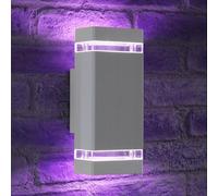 Auraglow RF Remote Control Colour Changing LED Double Up & Down Outdoor Wall Light - Silver - 1 Pack