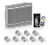 Auraglow RF Remote Control Colour Changing LED Double Up & Down Outdoor Wall Light - Silver - 4 Pack