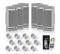 Auraglow RF Remote Control Colour Changing LED Double Up & Down Outdoor Wall Light - Silver - 6 Pack