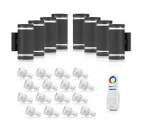 Auraglow RF Remote Control Colour Changing LED Double Up & Down Outdoor Wall Light (with Colour Changing Bulbs & 8 Zone Remote, 8 Pack)