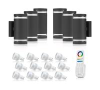 Auraglow RF Remote Control Colour Changing LED Double Up & Down Outdoor Wall Light (with Colour Changing Bulbs & 8 Zone Remote, 6 Pack)