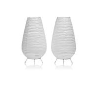 Auraglow Rice Paper LED Table Lamps - Battery Operated Cordless Lamp with Warm White 2000K Glow, Paper Shade & Wire Frame - Portable Ambient Lighting for Bedroom, Lounge & Dining Room - Tall (2 Pack)