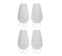 Auraglow Rice Paper LED Table Lamps - Battery Operated Cordless Lamp with Warm White 2000K Glow, Paper Shade & Wire Frame - Portable Ambient Lighting for Bedroom, Lounge & Dining Room - Tall (4 Pack)