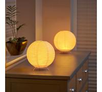 Auraglow Rice Paper LED Table Lamps - Cordless Battery Powered 2000K Warm White Ambient Lamps - Portable Paper Lanterns for Bedroom, Lounge & Dining Room - Round (4 Pack)
