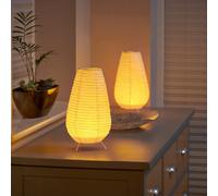 Auraglow Rice Paper LED Table Lamps - Battery Operated Cordless Lamp with Warm White 2000K Glow, Paper Shade & Wire Frame - Portable Ambient Lighting for Bedroom, Lounge & Dining Room - Tall (4 Pack)