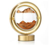 Auraglow Sandscape Touch Lamp Gold, 3D Moving Sand Art with Light | 360 rotation dimmable ring glow, adjustable colour temperature, relaxing desk and bedside ornament, metal frame