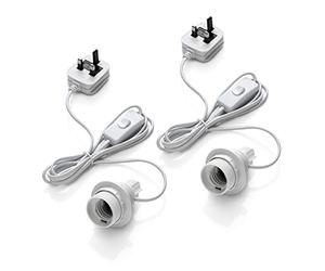 Auraglow Set of 2 DIY Bottle Light Kit White Cable in-Line Switch Mains Powered - Turn Any Whisky, Gin or Wine Bottle into a Custom Table Lamp - White