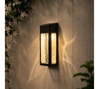 Auraglow Solar Powered Colour Changing Glass Wall Light, Dusk til Dawn, IP44, Ripple Glass Effect, RGB & White, Lantern for Garden, Fence, Wall, Patio, Garage, Shed (2 Pack)