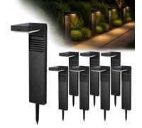 Auraglow Solar Path Light, Outdoor Garden Stake, PIR Motion Sensor, 8 Pack | Warm White 3000K Black Security Lamp, Dusk to Dawn Pathway Lighting, IP54 Weather Resistant for Driveways, Patios, Borders
