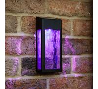 Auraglow Solar Powered Colour Changing Glass Wall Light, Dusk til Dawn, IP44, Ripple Glass Effect, RGB & White, Lantern for Garden, Fence, Wall, Patio, Garage, Shed (8 Pack)