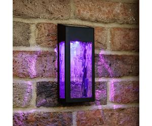 Auraglow Solar Powered Colour Changing Glass Wall Light, Dusk til Dawn, IP44, Ripple Glass Effect, RGB & White, Lantern for Garden, Fence, Wall, Patio, Garage, Shed (4 Pack)