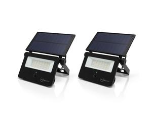 Auraglow Solar Security Flood Lights with PIR Motion Sensor, 2 Pack