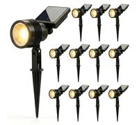 Auraglow Solar Spike Lights Set of 12, Garden Spotlights Warm White