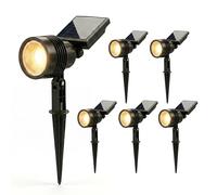Auraglow Solar Spike Lights Set of 6, Garden Spotlights Warm White