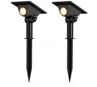 Auraglow Solar Spike Spotlights Ground or Wall Mount, 2 Pack