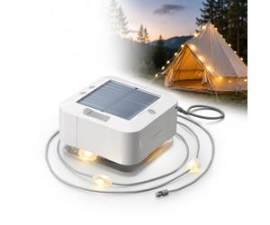 Auraglow Solar & USB Outdoor LED String Lights - Rechargeable Battery, Built-in Torch & Power Bank - Ideal for Camping, Hiking, Tent, Gazebo, Parasol & Garden Lighting - White