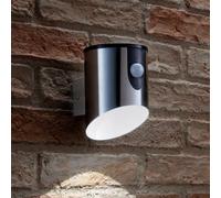 Auraglow Stainless Steel Outdoor Battery Powered Wireless LED PIR Motion Sensor Security Wall Light IP44, Cool White Cylinder Sconce for Porch, Garage, Drive and Garden