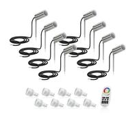 Auraglow Stainless Steel GU10 Garden Outdoor Spike Light with RF Remote Control Colour Changing LED Bulbs - 8 Pack