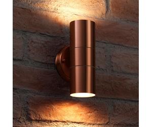 Auraglow Stainless Steel Outdoor Double Up & Down Wall Light & LED Bulb - COPPER