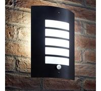 Auraglow Energy Saving Motion Activated PIR Sensor Outdoor Security Wall Light - Black Matte Finish - Cool White