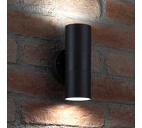Auraglow Stainless Steel Up & Down Outdoor Wall Light - Winchester - Black - Cool White