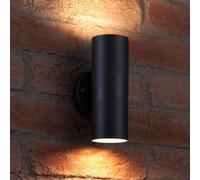 Auraglow Stainless Steel Indoor/Outdoor Double Up & Down Wall Light - Warm White LED Bulbs Included - Matte Black Finish