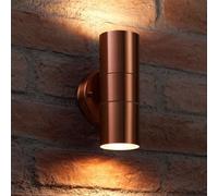 Auraglow Stainless Steel Indoor/Outdoor Double Up & Down Wall Light - Warm White LED Bulbs Included - Copper Finish