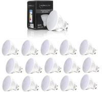 Auraglow Super Bright 5.3w LED GU10 Light Bulb, Daylight Cool White 6500k - RETROFIT - 550 Lumen - 70w EQV - Sixteen Pack