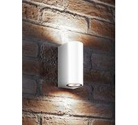 Auraglow Up and Down Wall Light White, Cool White Bulbs, IP44 Outdoor