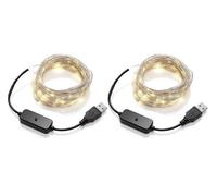 Auraglow USB LED String Lights 10m Twin Pack, TV Backlight Fairy Wire