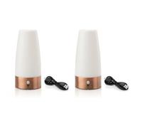 Auraglow Wireless PIR Motion Sensor Table Lamp Super Bright LED Rechargeable Hallway Night Light - Round - 2 Pack