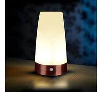 Auraglow Wireless PIR Motion Sensor Table Lamp Super Bright LED Rechargeable Hallway Night Light - Round - 2 Pack