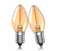 Aurahome 0.5W E14 LED Light Bulbs,C7 Salt Lamp Bulb, 2200K Amber Warm White Night Light Bulb, SES LED Vintage Candle Light Bulbs, Mini E14 Small Screw Edison Bulb-2Pack
