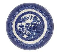 AuraHome Blue Willow Breakfast Plate 23cm 9 Inches Diameter Glazed Iconic Elegant Blue-Printed Scene on White Porcelain Depicts Nature Historical Imagery Collectible