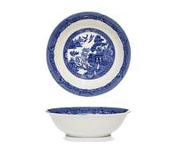 AuraHome Blue Willow Cereal Bowl 18cm 7 Inches Diameter x 5cm Height Glazed Iconic Elegant Blue-Printed Scene on White Porcelain Depicts Nature Historical Imagery Collectible