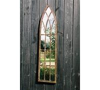 AuraHome Decorative Gothic Style Arch Metal Rustic Slimline Mirror Perfect for Hallways, Garden Walls 1 metre Tall x 24cm Wide, Adds a sense of light & space creating a timeless statement