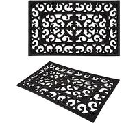 AuraHome Heavy Duty Rubber Door Mat | Wrought Iron Effect | Decorative Scroll Doormat Patio Front Door | Non-Slip Indoor Outdoor Use Black Mats Waterproof Entrance Mat Classic Mat (45 x 75cm)