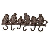 AuraHome Rustic Brown Cast Iron Wall Mount Storage Hook - 6 Monkeys Branch Key Holder