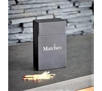 AuraHome Vintage Decor Metal Match Box Storage Holder Grey Powder Coated Fits Cooks Matches, Flip Top Lid,Fireside Mantel Piece Trendy 15cm H x 9cm W x 5cm D Keeps Matches Dry & Safe Ready to use